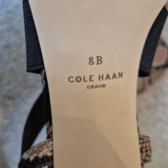 Cole Haan Women’s 8 Aniston Elastic Black Snake Print Leather Heels Sandals - Picture 8 of 8